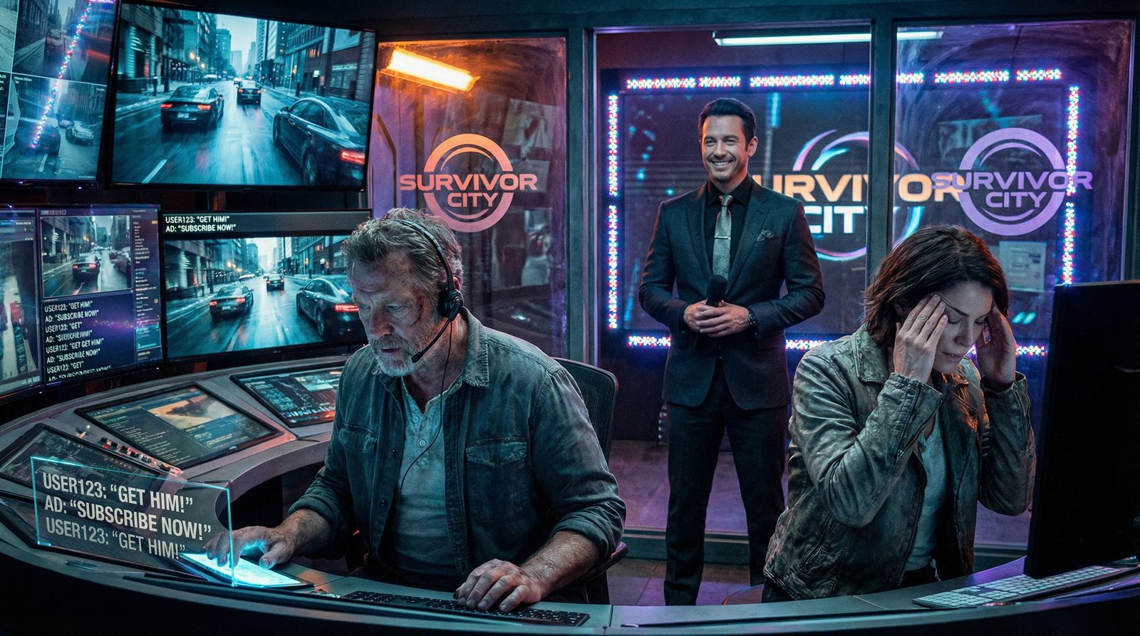 Editorial illustration inspired by 'The Running Man (2025)'