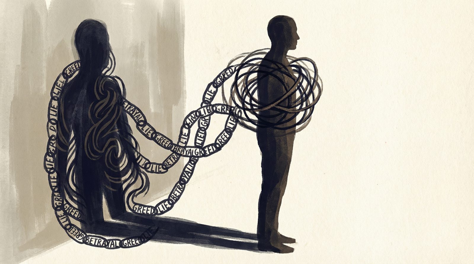 Editorial illustration inspired by 'Curses As Moral Punishment'