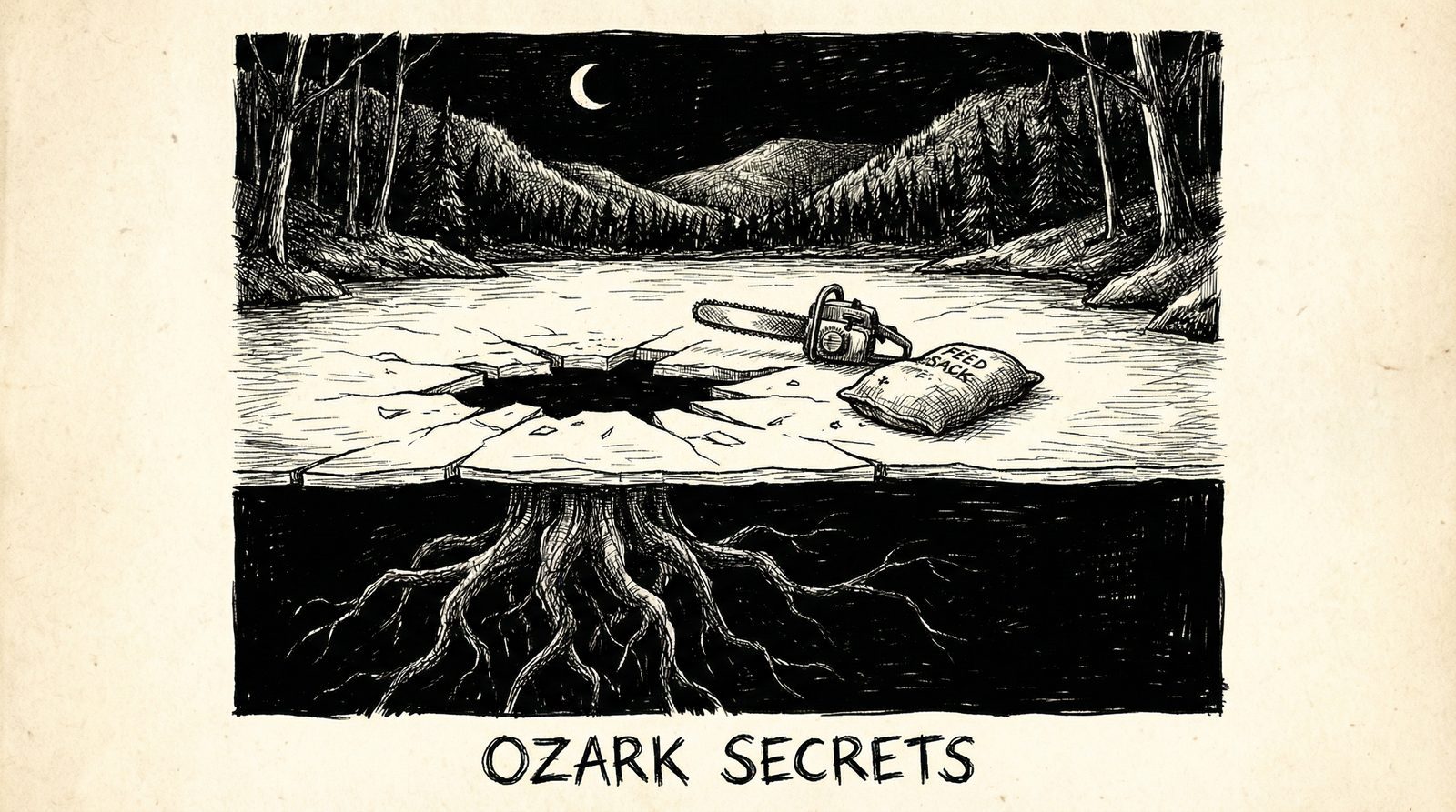 Conceptual editorial illustration inspired by 'Winter’s Bone (2006)'