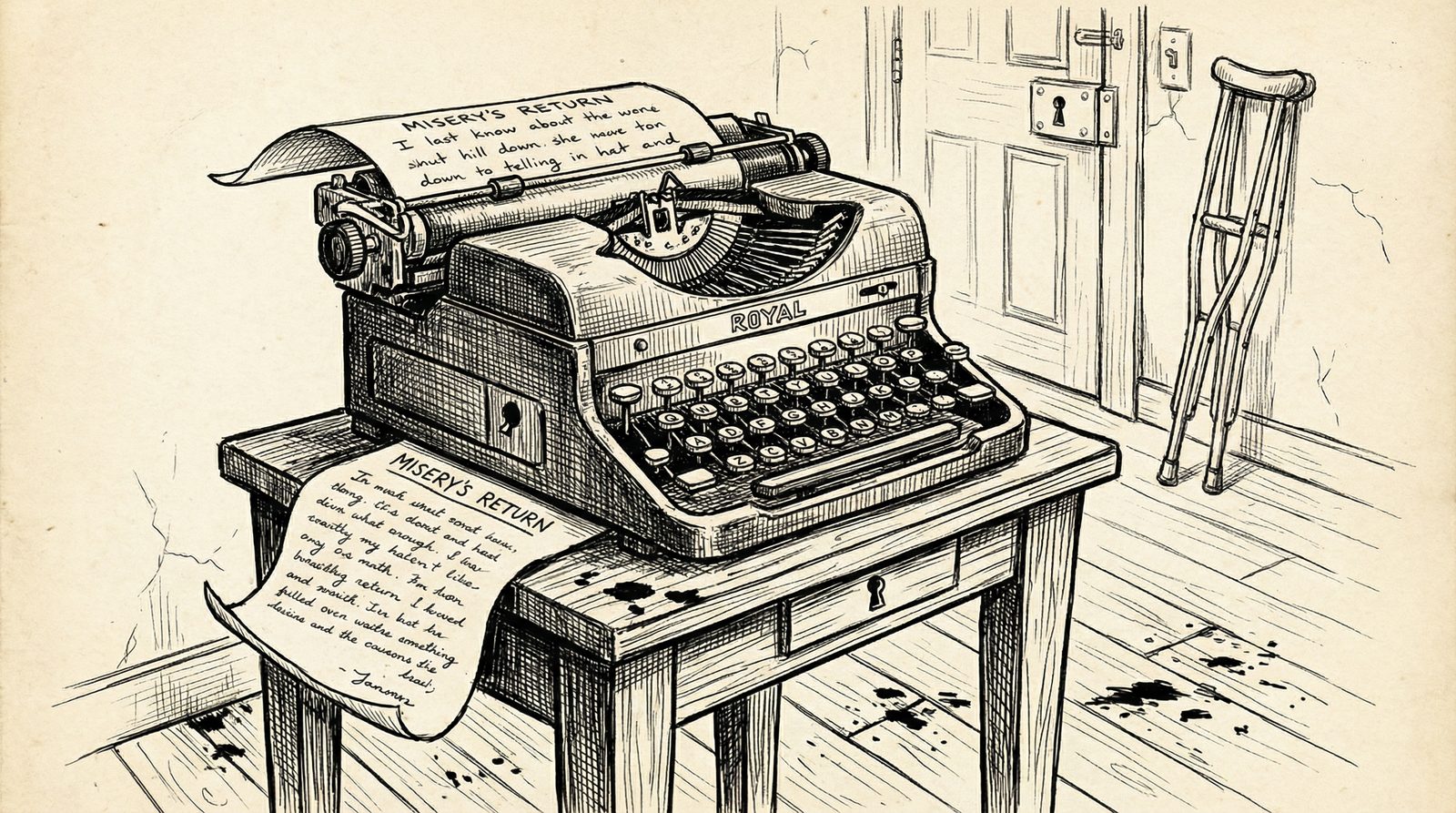 Conceptual editorial illustration inspired by 'Misery (1987)'