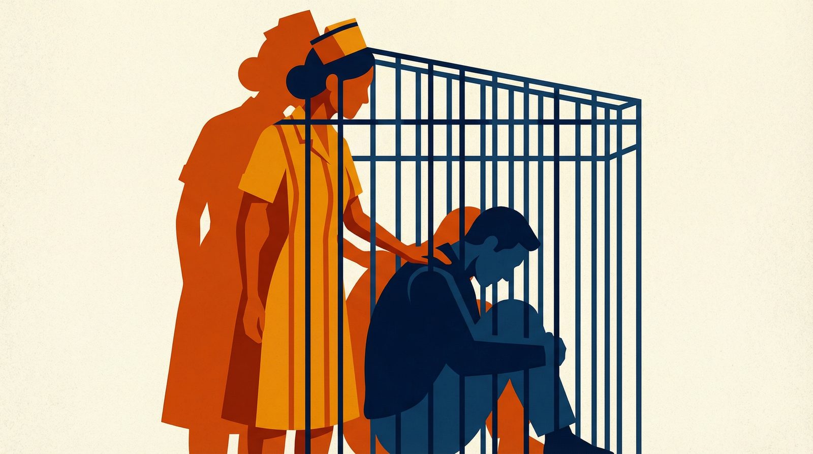 Editorial illustration inspired by 'Caretaker As Captor'