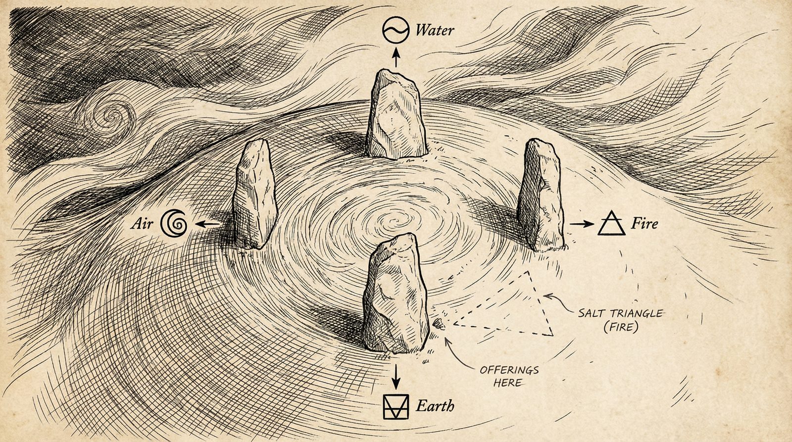 Conceptual editorial illustration inspired by 'the elementals'