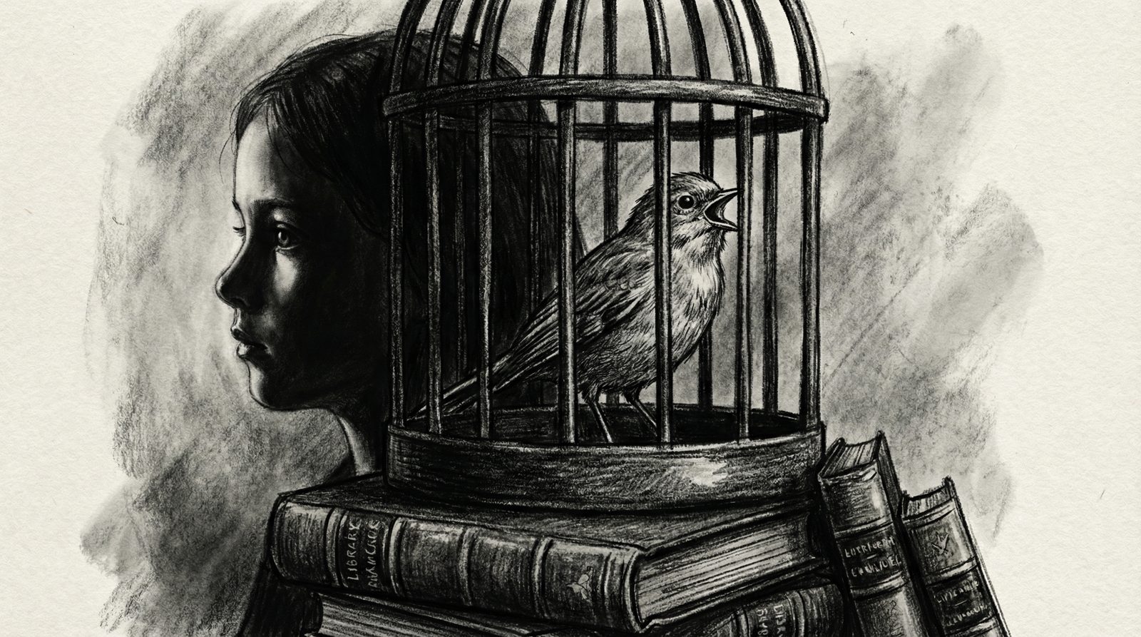 Illustration of a core idea or motif from 'I know why the caged bird sings'