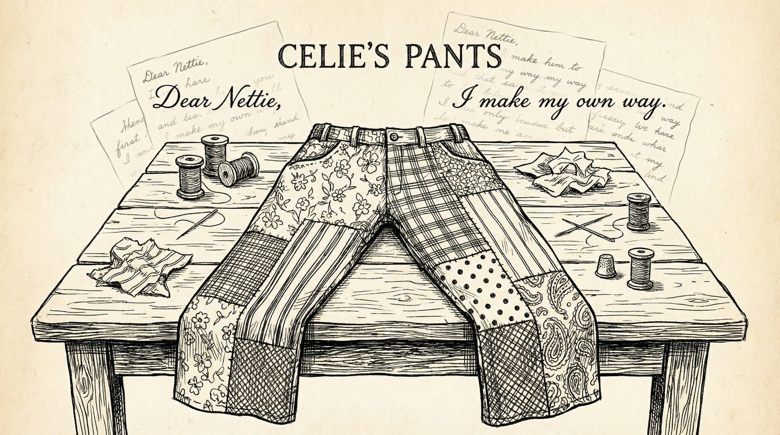 Conceptual editorial illustration inspired by 'the color purple'