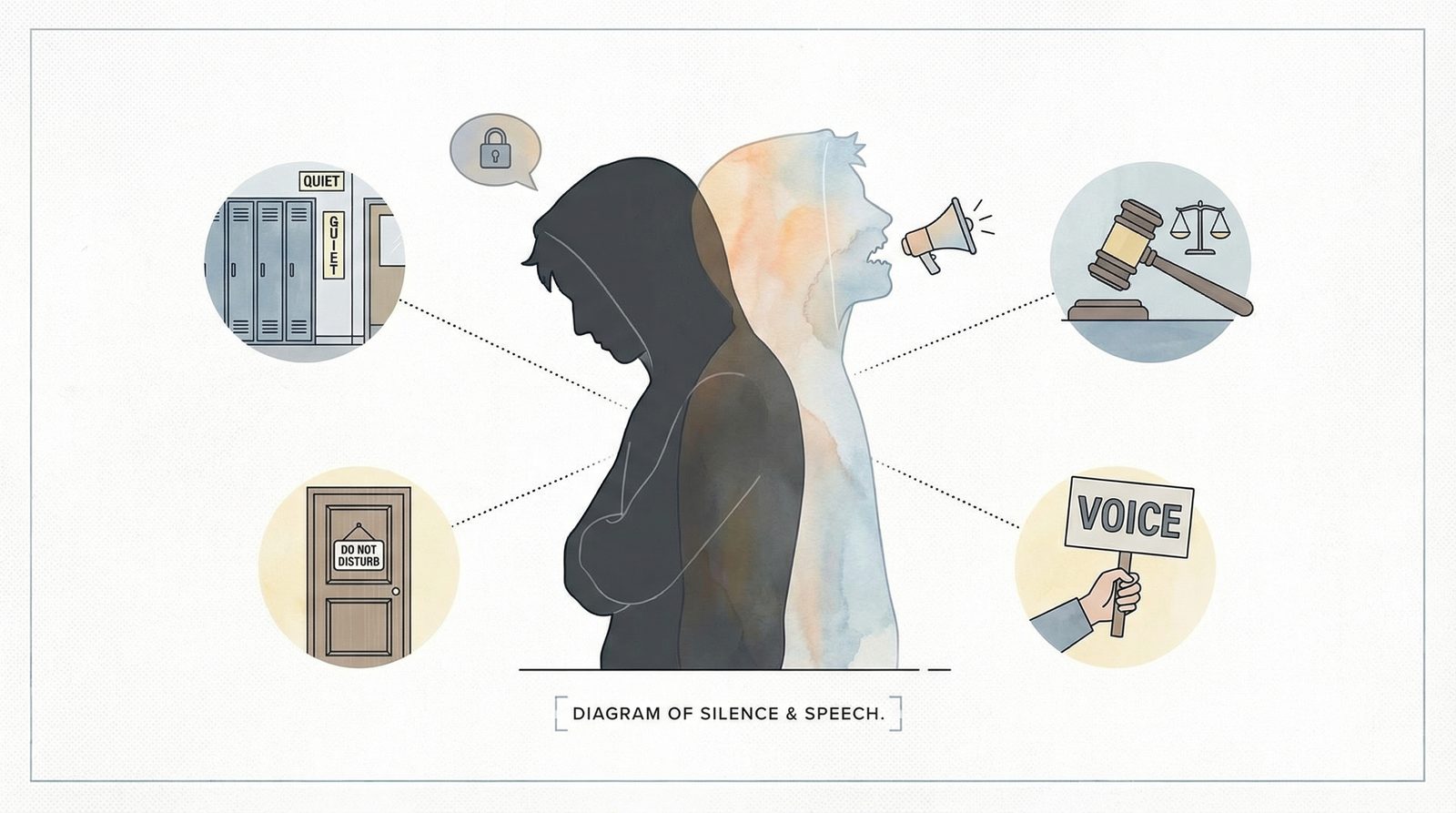 Editorial illustration inspired by 'Laurie Halse Anderson'