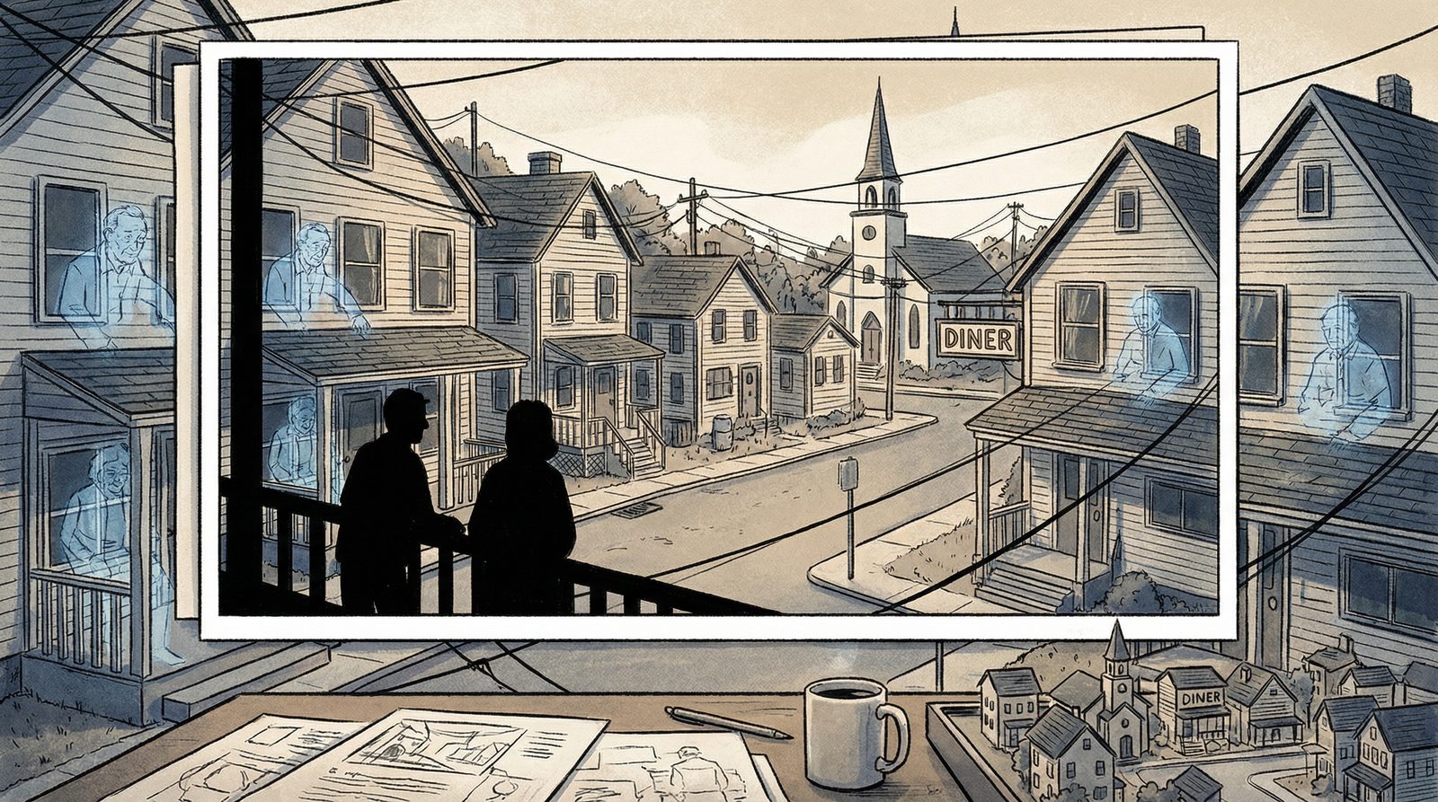 Editorial illustration inspired by 'Tabitha King'