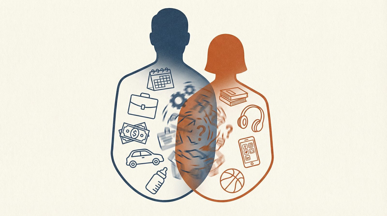 Editorial illustration inspired by Body Swap Comedy Between Generations