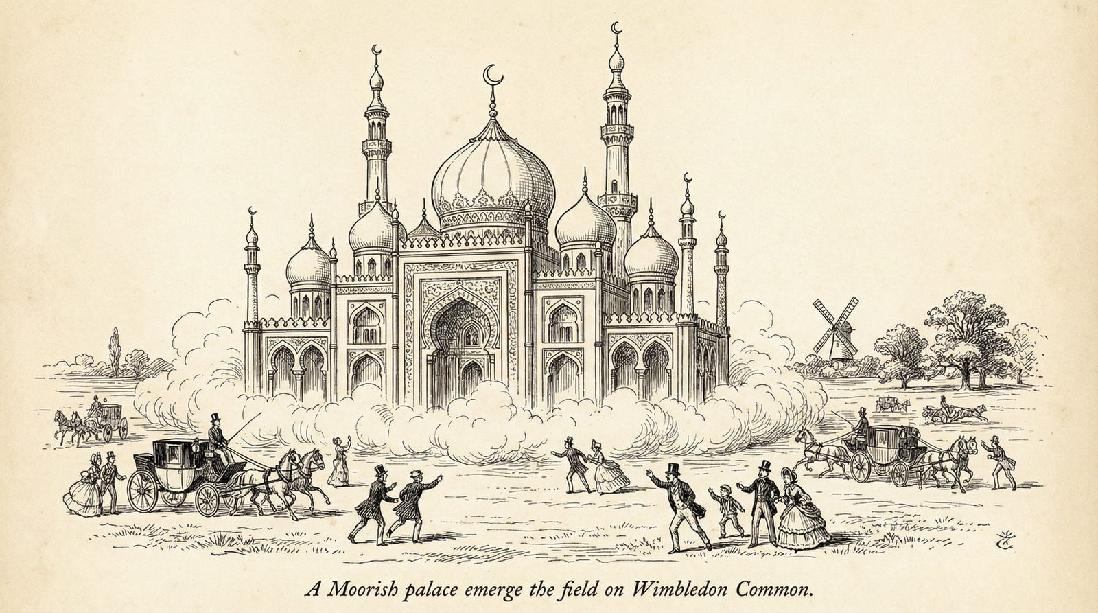 Conceptual editorial illustration inspired by 'The Brass Bottle'