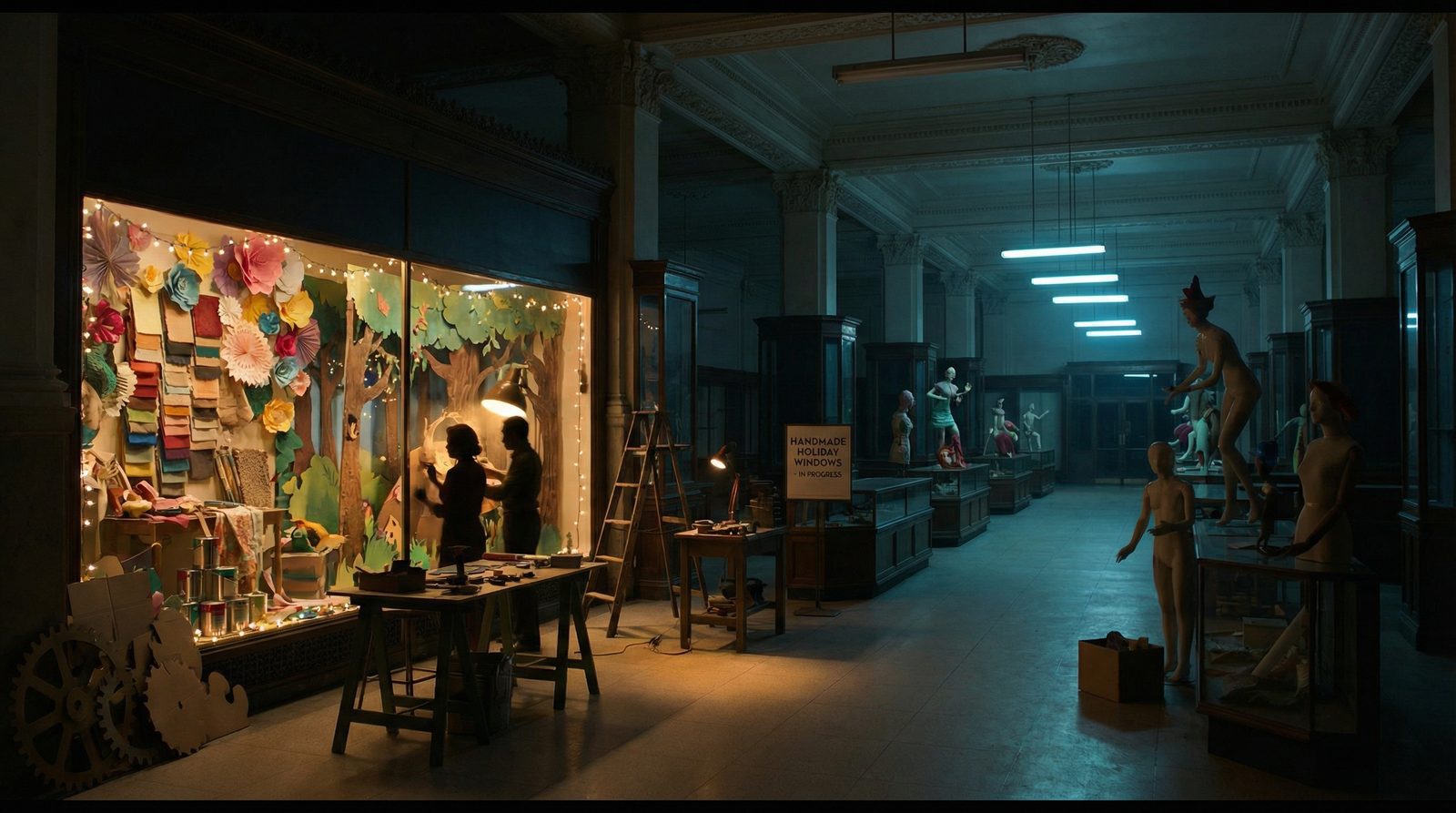 Editorial illustration inspired by 'Mannequin (1987)'