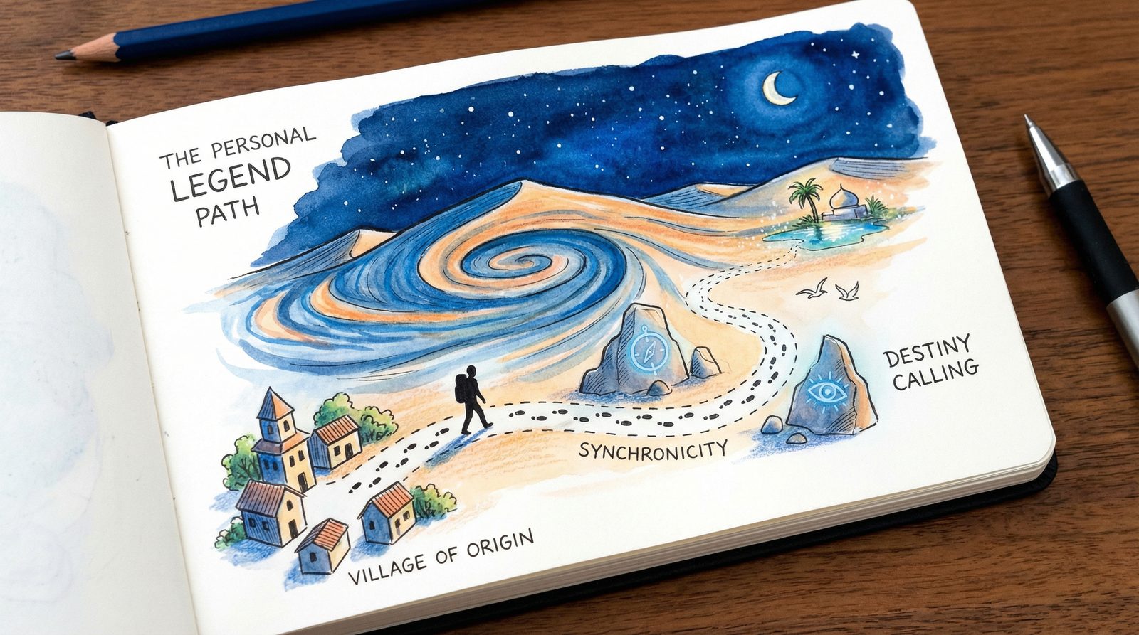 Editorial illustration inspired by Paulo Coelho