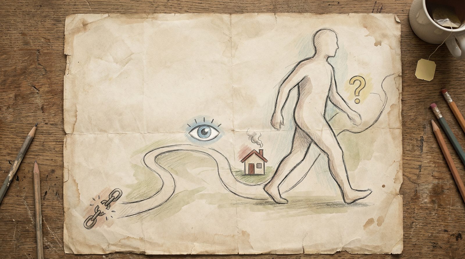 Editorial illustration inspired by 'Spiritual Pilgrimage'