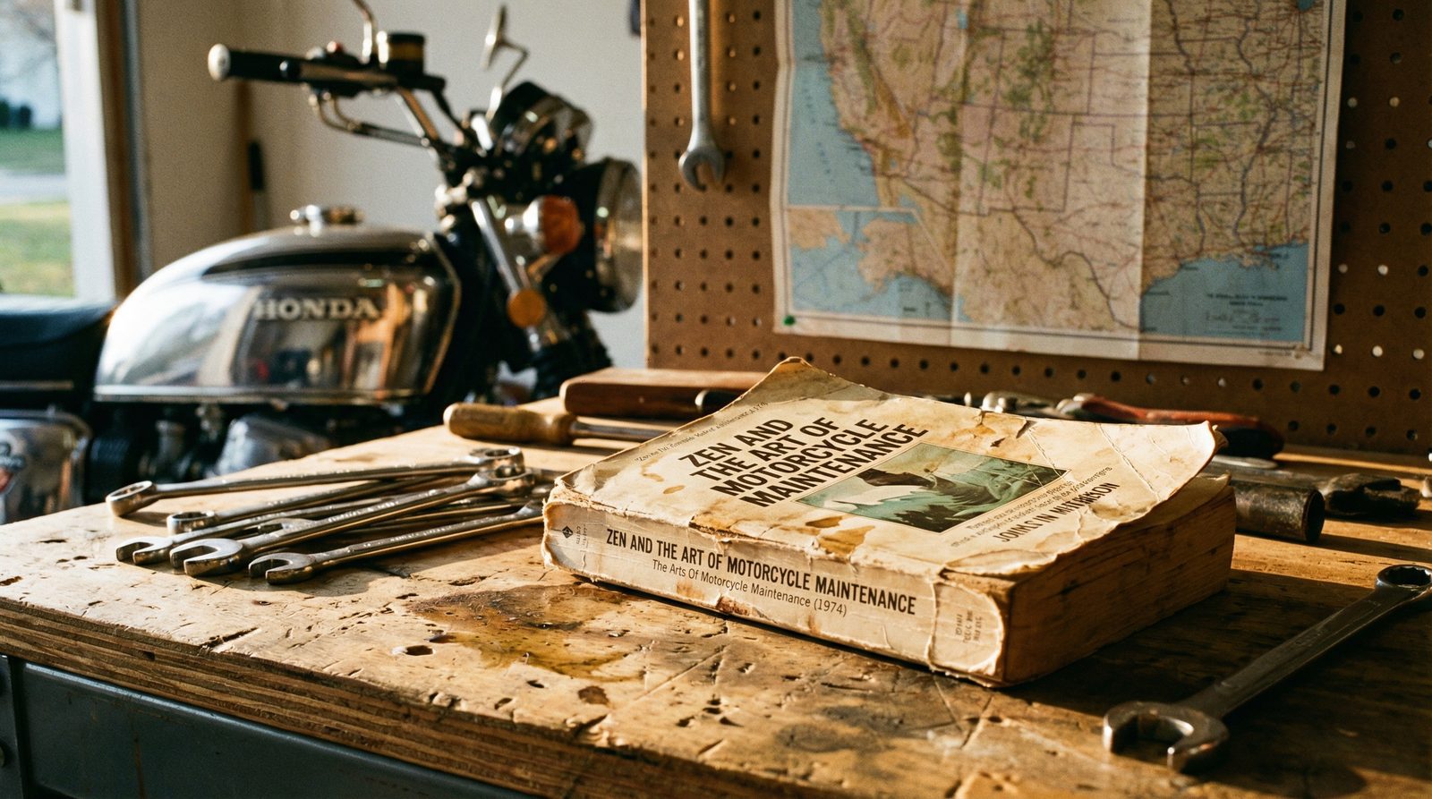 Illustration inspired by 'Zen And The Art Of Motorcycle Maintenance (1974)' by Robert M. Pirsig