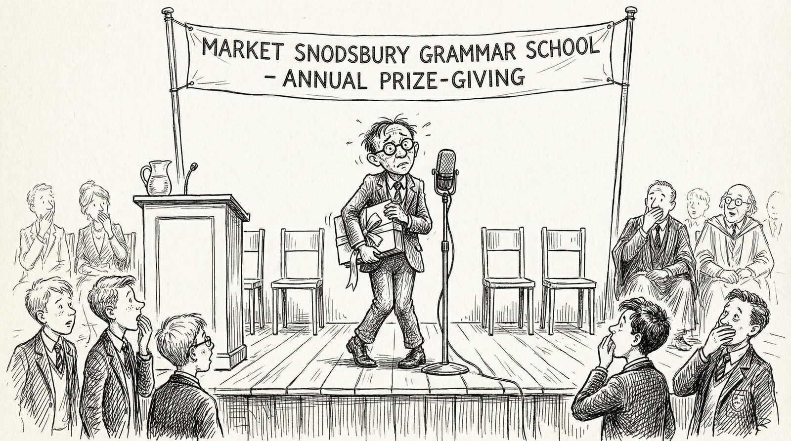 Conceptual editorial illustration inspired by 'Right Ho Jeeves (1934)'