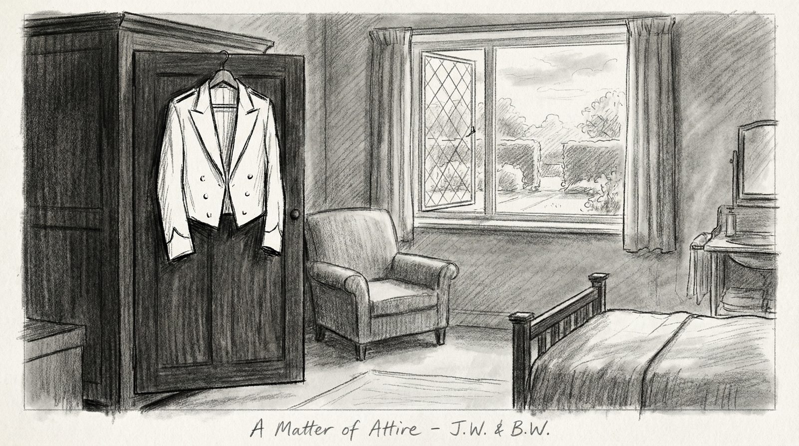 Illustration inspired by 'Right Ho Jeeves (1934)'