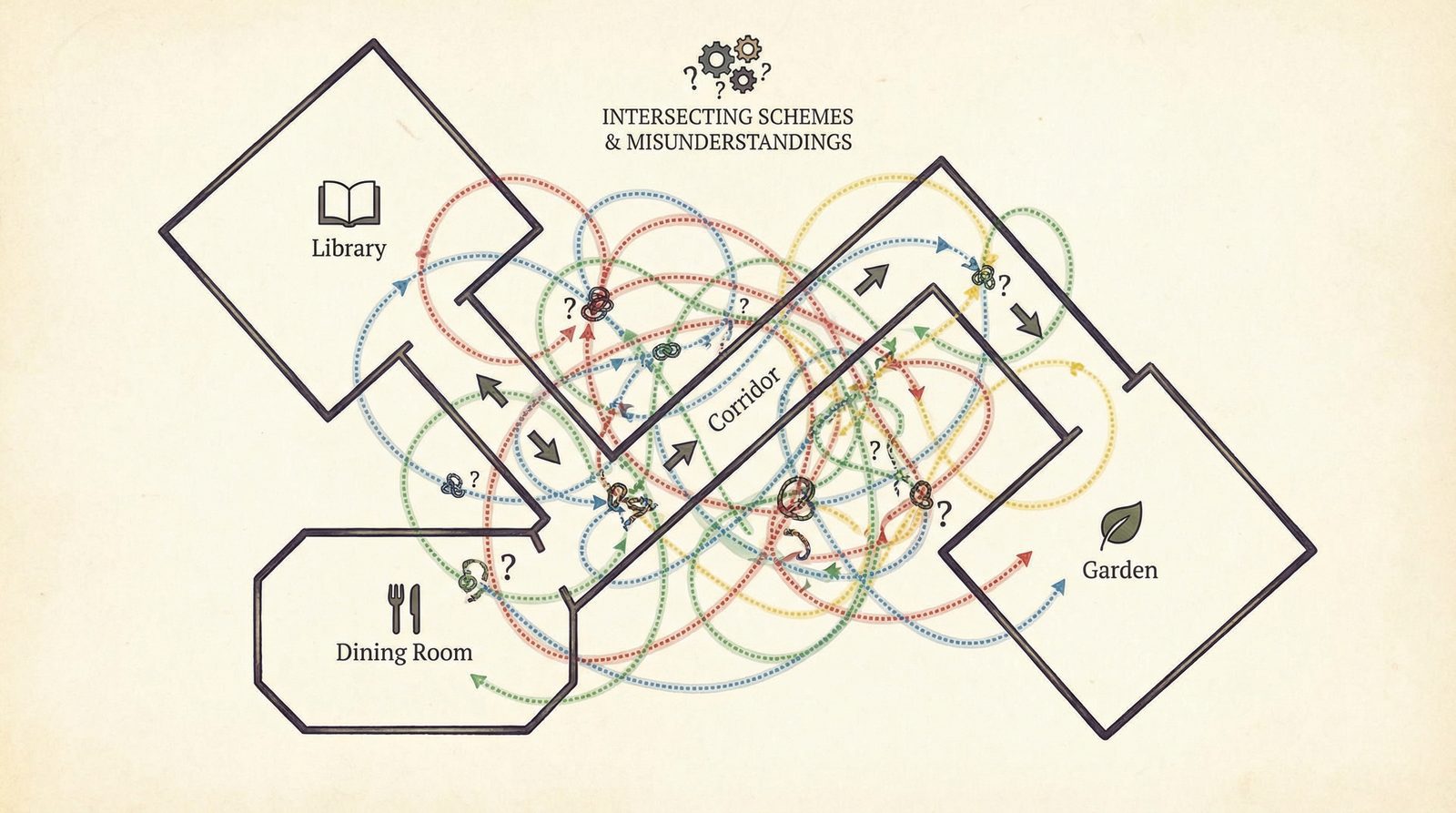 Editorial illustration inspired by 'Country House Comedy'