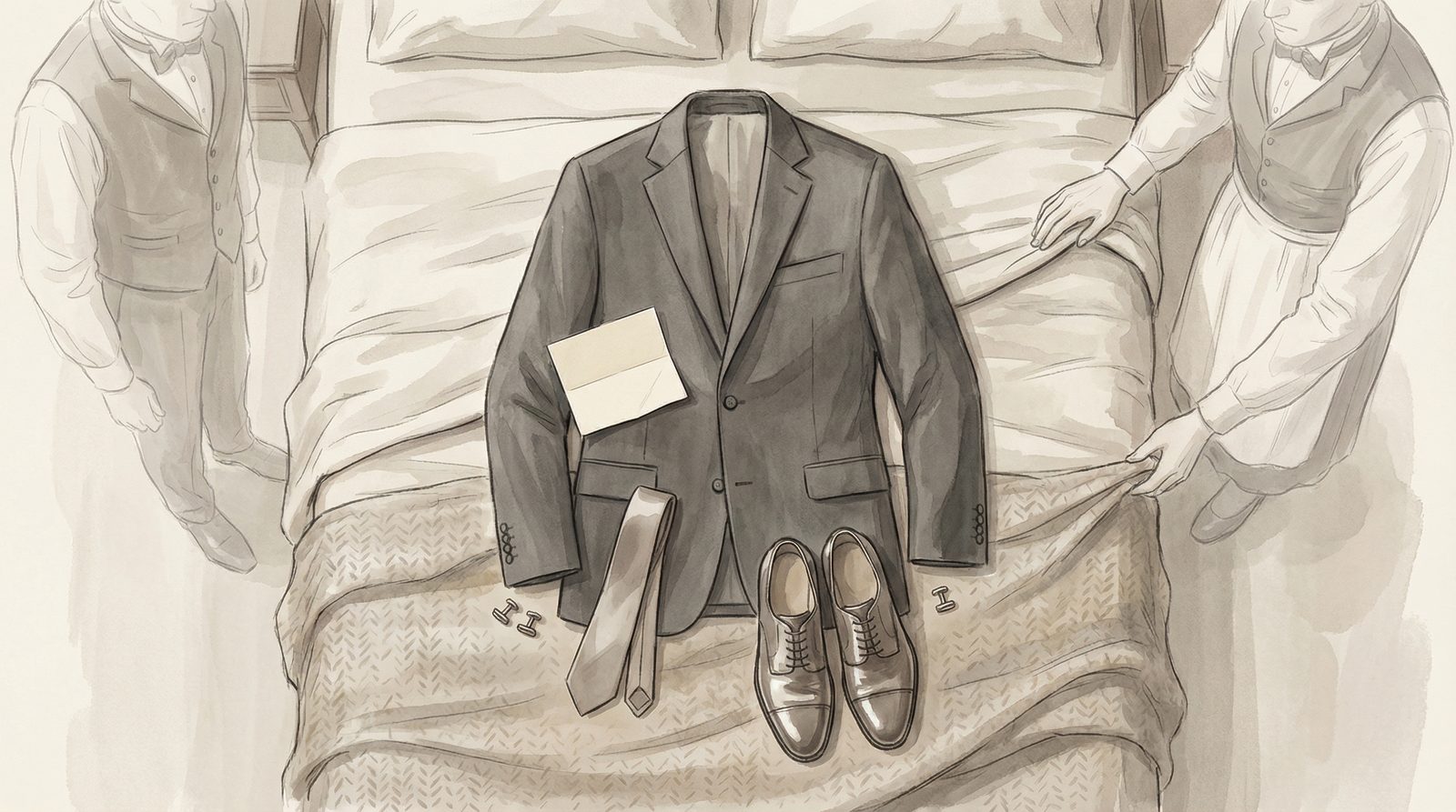 Editorial illustration inspired by 'Valets And Butlers'