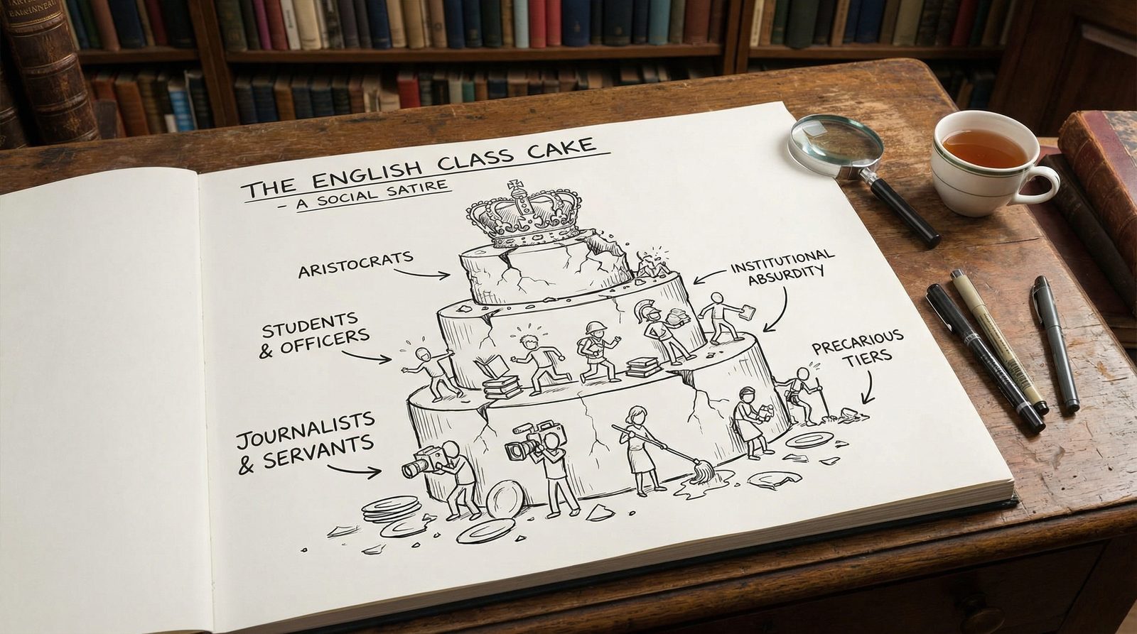 Editorial illustration inspired by 'Evelyn Waugh'