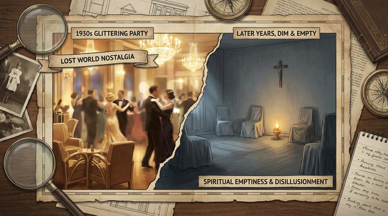 Symbolic illustration inspired by 'Evelyn Waugh'