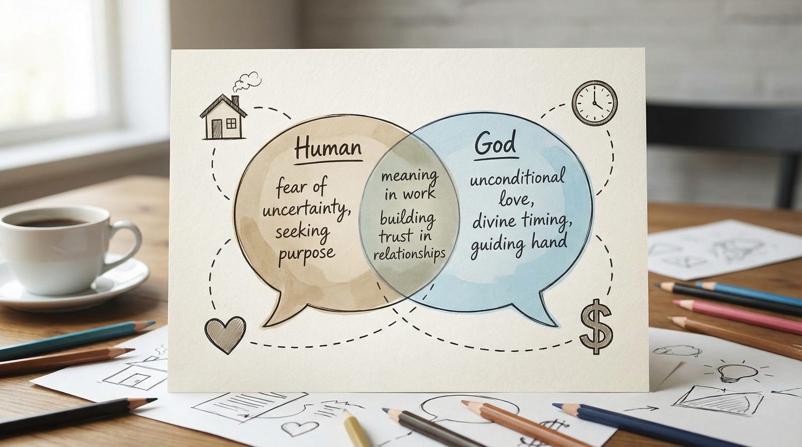 Editorial illustration inspired by 'Neale Donald Walsch'