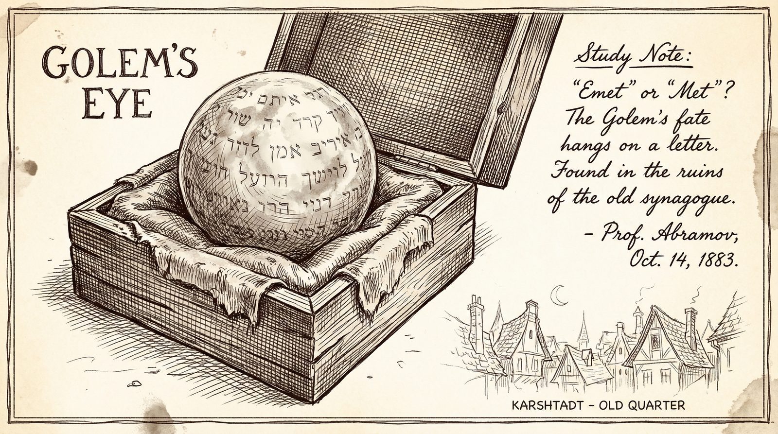 Conceptual editorial illustration inspired by 'The Golem’s Eye (2004)'