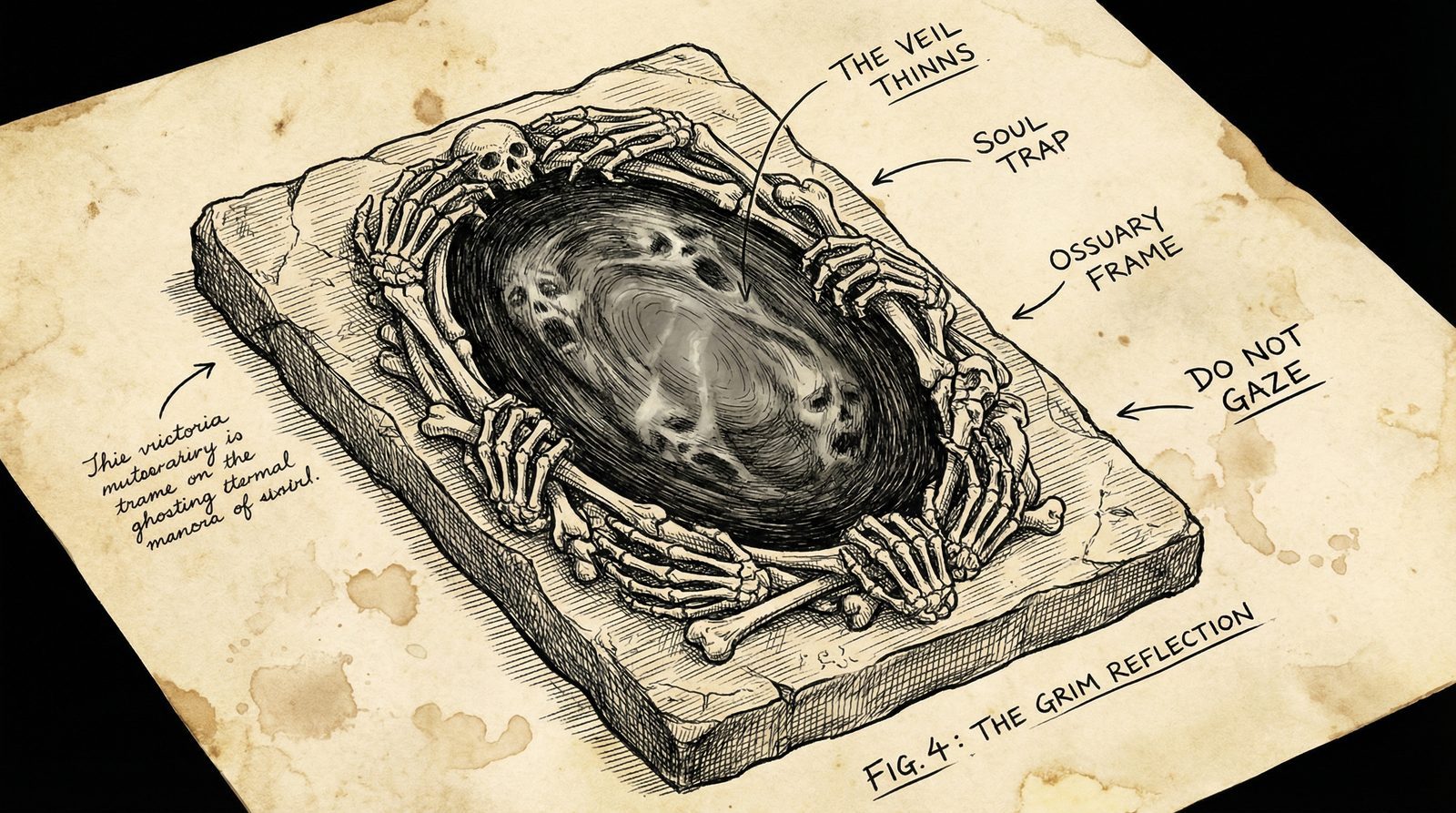 Conceptual editorial illustration inspired by 'The Whispering Skull (2014)'