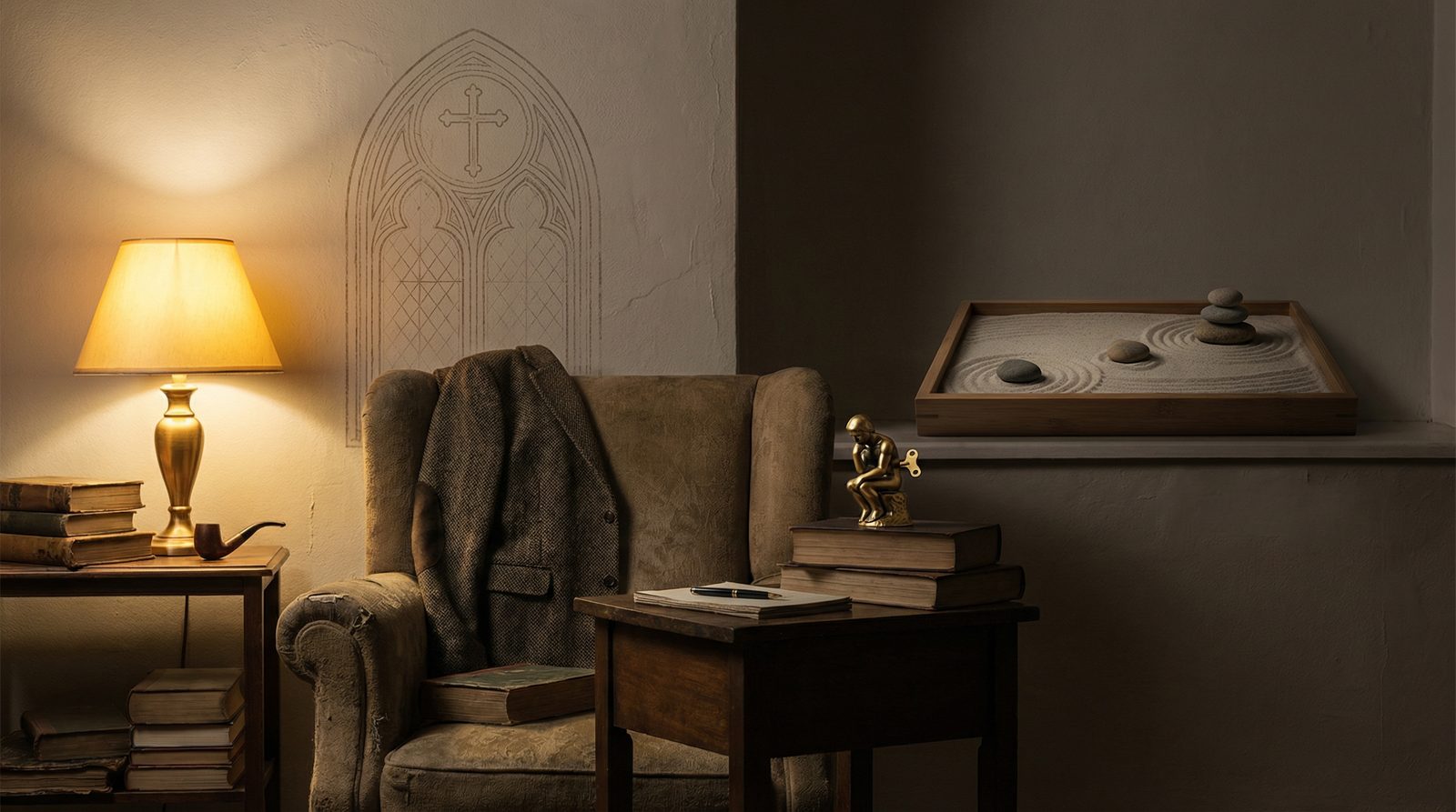 Symbolic illustration inspired by Alan Watts