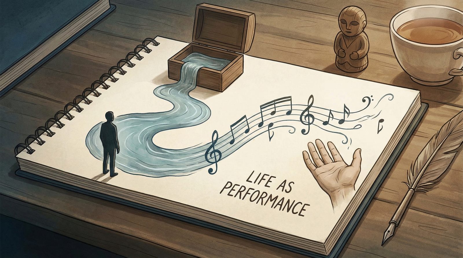 Symbolic illustration inspired by 'Alan Watts'