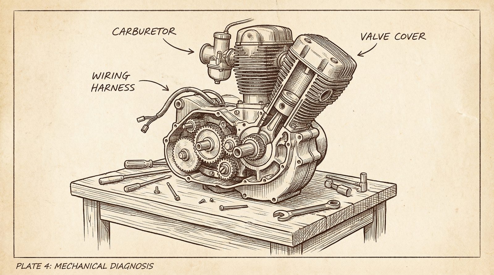 Conceptual editorial illustration inspired by 'Shop Class As Soulcraft An Inquiry Into The Value Of Work (2010)'